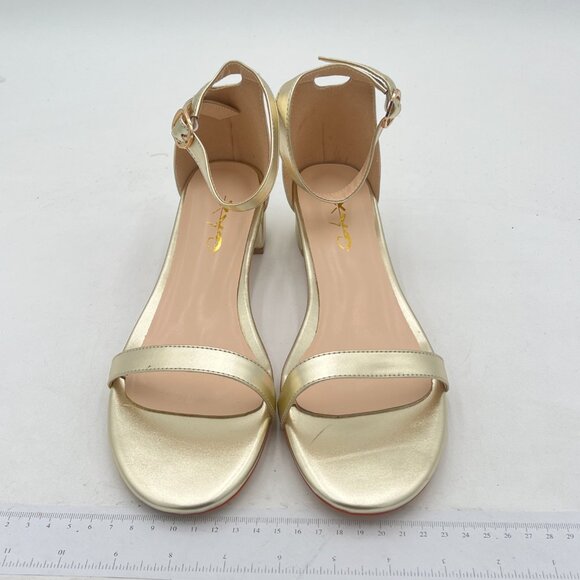 XYD Rose Gold Open Toe Ankle Strap Buckled Low Chunky Heel Dress Sandals - Picture 3 of 8